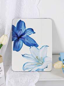 1个蓝色百合彩绘平板保护套，兼容以下型号：第十代/第十一代/10.2/10.5/Air4/Air5/10.9/Pro11/Air 11英寸(M2)-2024/Pro 11英寸(M4)-2024/Air 11英寸(M3) 2025/(A16) 11英寸第十一代 2025/Mini6/Mini7/Air1/Air2/9.7/Tab A8 10.5英寸 2022。内置笔槽，三折支架，磁吸式睡眠/唤醒功能，可爱/优雅/创意设计。 - 彩色 - 查看 4