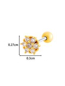 Toppiercing 1pc Minimalist Zirconia Flower Stainless Steel Cartilage Piercing Earring - Multicolor - View 6