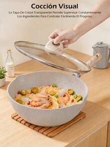 Juego de utensilios de cocina multifuncionales de 9 piezas, sartén antiadherente de cerámica saludable de agarre suave, juego de ollas de cocina de 9 piezas, juego para el hogar con tapa de vidrio templado, revestimiento antiadherente, conducción eficiente del calor, resistente y duradero, excelente sensación, variedad de ollas Los tipos satisfacen las necesidades diarias - Gris - Ver 11