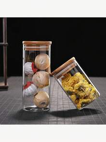Set de 12 tarros de vidrio transparente de 150ml/1 pieza 700ml 1000ml 400ml con tapas de bambú a prueba de fugas - Multicolor - Ver 10