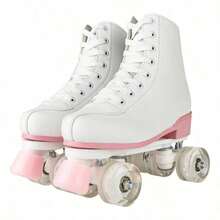 Patines Altos Clásicos Regulables Con Freno Y 4 Ruedas Lumin - Blanco-rosa - Ver 1