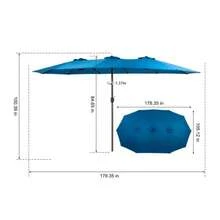 14.8 Ft Double Sided Outdoor Umbrella Rectangular Large With Crank (Dark Blue)(No Base) - Blue - View 2