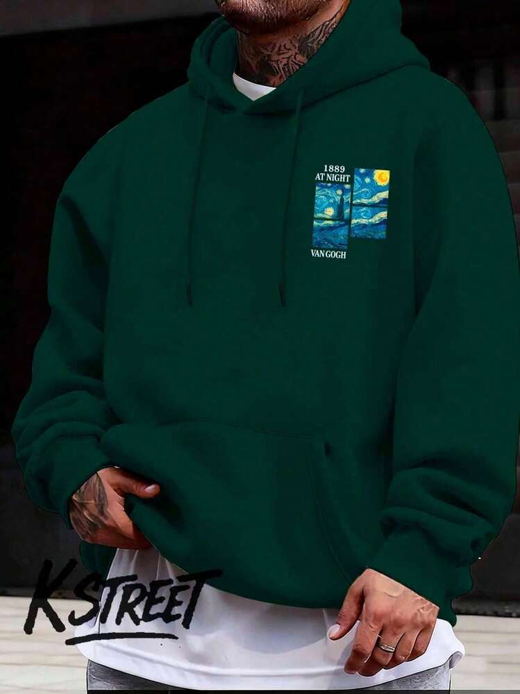 Van Gogh Streetwear Premium Urban Slim Fit Cotton Street Style Plus Size Kangaroo Hoodie! - màu xanh lá - Xem 2