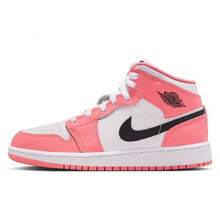Big Kid's Jordan 1 Mid Pink Gaze/Black-White (DQ8423 602) - Pink - View 1