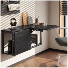 mesa de restauranteEscritorio FlotanteEscritorio Plegable Pared Escritorio de Pared Escritorio Flotante con Estante de Almacenamiento 2 Piezas.  42 * 52 CM - Color retro - Ver 1