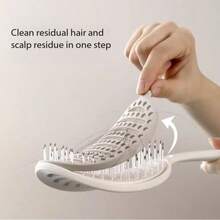 自清洁罗纹梳，高梳齿蓬松梳，防静电头皮按摩梳（女士专用），家用卷发梳 - A - 查看 4