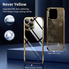 Hadaasi 1pc Luxury Gold Electroplated Transparent PC Hard Back Cover Phone Case, Compatible With IPhone 17 Pro Max Air 16 15 14 13 12 11 Pro Max Plus 16E XSmax XR - Gold - View 6