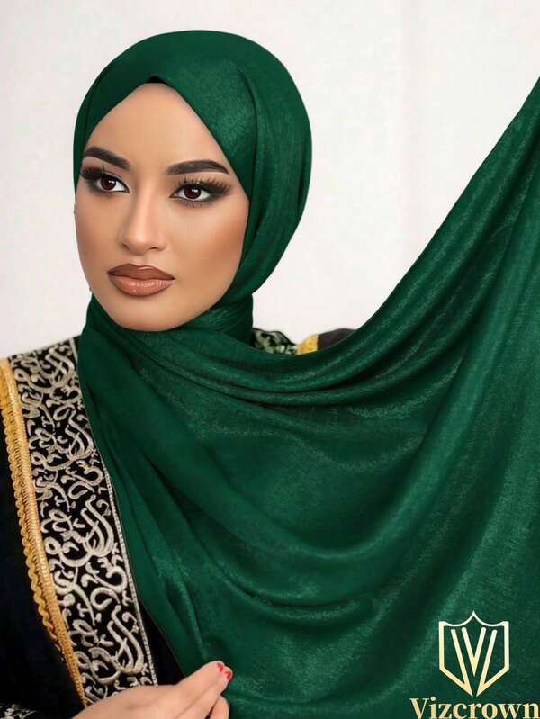 简约系列女士纯色亮面透气丝绒缎面端庄穆斯林头巾