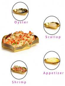 Bộ 5/10 món dụng cụ nấu ăn hình con hàu, khay đựng thìa súp, thìa xới cơm, khay đựng gia vị và nước tương, khuôn nướng hàu. - Vàng - Xem 6