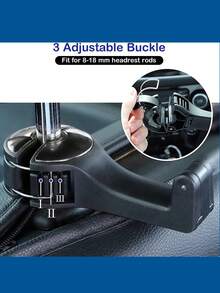 Gancho para reposacabezas de coche 2 en 1 con soporte para teléfono, se adapta a bolsos y carteras, gancho de almacenamiento para reposacabezas universal con bloqueo, rotación de 360° - A - Ver 6
