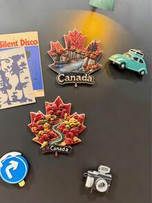 1个加拿大枫叶+红枫叶3D冰箱贴，加拿大，高端浮雕树脂工艺品，3D磁性贴纸，精美PVC风景冰箱贴，旅行爱好者家居装饰礼品 - A - 查看 7