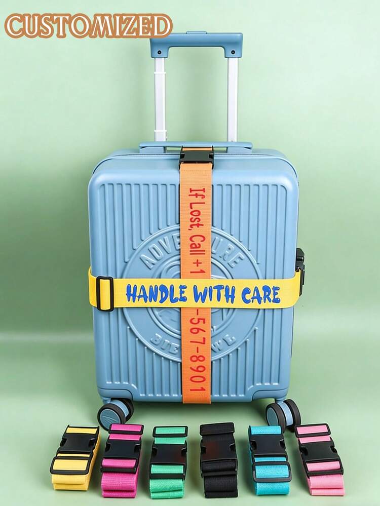 Personalized Luggage Strap, Customizable Text/Your Own Information, Anti-Theft Suitcase, Portable Travel Security Belt, Ideal Gift For Travelers, Birthday, Valentine's Day, Business, Leisure Travel, Long-Distance Travel Or Vacation - Multicolor - View 2