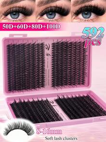 640Cluster False Eyelashes, Personal False Eyelash Book, High Capacity False Eyelashes, 8-16mm Mixed Length Eyelash Set, Beginner DIY Home Eyelash Extension Kit, Eyelash Cluster, Individual False Eyelashes, Suitable For Daily Commute, Dates, Music Festivals, Enlarges The Eyes - DD - View 5