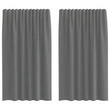 vidaXL Voile Vorhänge Mit Stangentaschen 2 Stk. Dunkelgrau - Unitalla - Ver 2