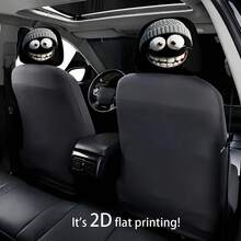 2pcs Car Headrest Covers, Cartoon Smiling Face Print, No Filling, Easy Installation, Unisex Car Interior Decor, Suitable For All Seasons, Great Gift For Friends - Multicolor - View 4