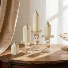 European Luxury Striped Cylindrical Candles, Suitable For Party Decoration, Holiday Decoration, Home Decor, Romantic Candlelight Dinner, Birthday Celebration And Other Occasions (Candle Holder Not Included) - Candle - View 5