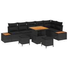 vidaXL 9-Teiliges Garten-Sofa-Set Mit Kissen, Schwarz Poly Rattan - nero - Visualizzare 2