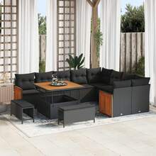 vidaXL Set divano da giardino con cuscini 13 pezzi, nero, in rattan sintetico - nero - Visualizzare 1