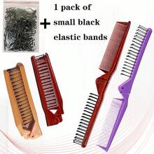 1 Foldable Comb + 1 Pack Small Hair Ties, Solid Color Foldable Comb, Portable & Compact, Dual-Use ABS Plastic For Barber Salon Home Beauty Travel Essential,Hair Products,Hair Cares, Hair Brush Hair Accessories Hair Tool Kit Hair Styling Kit - Multicolor - View 6