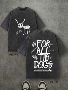 Double Sided Digital Printed Rapper Drake FOR ALL THE DOGS Hip Hop Graphic T Shirt Unisex Soft Short Sleeve 100 Percent Cotton Casual Tee 220gsm Pure Cotton Comfort Fit - Black 2 - 查看 12