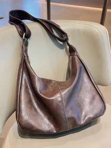 Vintage Maillard Crossbody Bag, Women's New Korean Fashion Handbag, Large Capacity Shoulder Bag, Essential For Back To School Season, Great Teacher's Day Gift, Appreciation Gift, Teacher's Bag, Education Worker's Gift, Ideal Bridesmaid Gift For Mom, Retro Style Women Bag, Teacher Gift - Brown - View 4