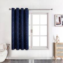 1 tấm rèm cửa bằng polyester in hình ngôi sao ánh kim, rèm cản sáng cho phòng ngủ, phòng khách, thích hợp sử dụng trong kỳ nghỉ. - Xanh đậm - Xem 12