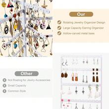 Rotating Earring Organizer Display Stands, Jewelry Organizer Display For Earring, Necklaces, Rings, Bracelets, Large Capacity Earring Storage Display For Store, Showcase, Tradeshow And Home (White) - RotatingWhite - View 6