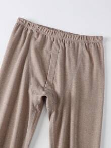 2 件男士时尚秋冬保暖内衣套装 - 长袖上衣和裤子 - 米色 - 查看 8