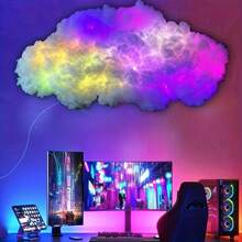200 cm/400 cm Smart Cloud LED Licht, USB betriebenes einstellbares Nachtlicht, an der Wand montierte riesige Cloud Lampe, geeignet für Zuhause, Büro, Schlafzimmer, Hotel, Party, Spielzimmer und Arbeitsplatz Dekoration. Farbige Beleuchtungseffekte, ideal als Weihnachtsgeschenk, Party Dekoration und Restaurant Akzent. - Verschiedenfarbig - Übersicht 8