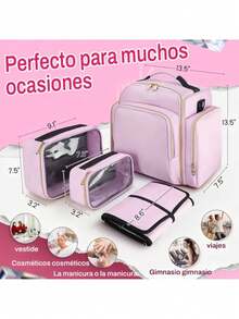 Organizador de esmalte de uñas de gran capacidad,Estuche Profesional Organizador Esmaltes Maletines Maquilla con 5 bolsas independientes extraíbles. Adecuado para uso diario de viaje de niñas y mujeres con herramientas de manicura, aceites esenciales y juegos de cosméticos. Bolsa de maquillaje, organizador de maquillaje, estuche de maquillaje, organizador de viaje de tocador, regalos esenciales, accesorios con cremallera - Rosa - Ver 4
