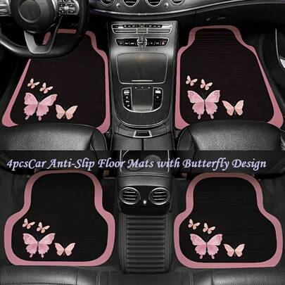 4片/2片图案汽车脚垫 - 全覆盖 - 耐用易清洁 - 几何图案 - 适用于大多数轿车、SUV和卡车