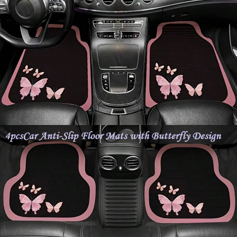 4 piezas/2 piezas Alfombrillas para coche con diseño geométrico - Cobertura completa - Duraderas y fáciles de limpiar - Adecuadas para la mayoría de sedanes, SUV y camionetas - estera del piso - Ver 1