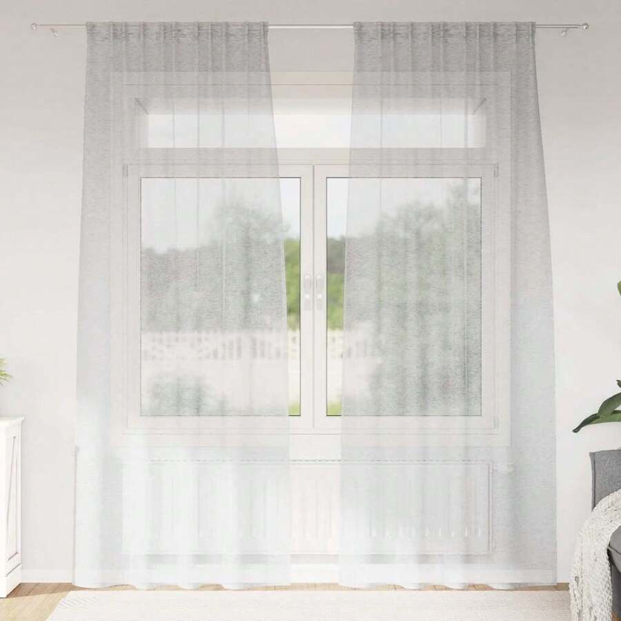 vidaXL 2 Stück Vorhänge aus Voile in hellgrau, 225 x 140 cm, aus Polyester - Tagli Unica - Visualizzare 1