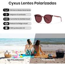 Cyxus Lentes de Sol para Mujeres, Lentes Polarizados Mujeres Lente Retro Protección UV para Conducir, Viajar, Compras - Lente Rojo 1945 - Ver 5