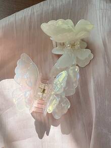 1个女士蝴蝶发夹，可爱浪漫宫廷风派对优雅亚克力发爪，双层翅膀温柔优雅复古街头风 - 彩色 - 查看 10