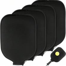 4 piezas Fundas protectoras negras para raquetas de pickleball, mangas protectoras con cierre de cremallera que se ajustan a la mayoría de raquetas de pickleball - Negro - Ver 7