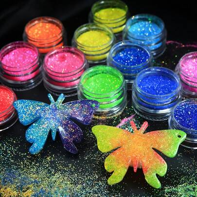 2片装/闪亮珠光环氧树脂亮片 - 美人鱼鳞片摇摇模具填充物，含珠光色（无需混合），适用于DIY珠宝制作、钥匙扣、吊坠、树脂工艺品 - 情人节用品及美人鱼尾巴装饰