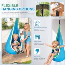 Asiento abatible para niños con luz para colgar en la cápsula hamaca para uso en interiores y exteriores para juego sensorial y calmante fácil instalación soporta hasta 150 libras azul - AZUL - Ver 2