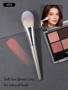 1pc Multifunctional Tongue-Shaped Blush Brush, Soft Bristles Won't Irritate Skin, Powder Brush, Highlighter Brush, Contour Brush, Makeup Brushes For Beginners, Daily Makeup Essentials - Light Grey - View 2