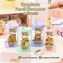 1pc/Capybara Elementary School Pencil Roller, Hand Cranked Automatic Lead Sharpener, Children's Learning Supplies Sharpener - Kapibala Pencil Sharpener - View 3