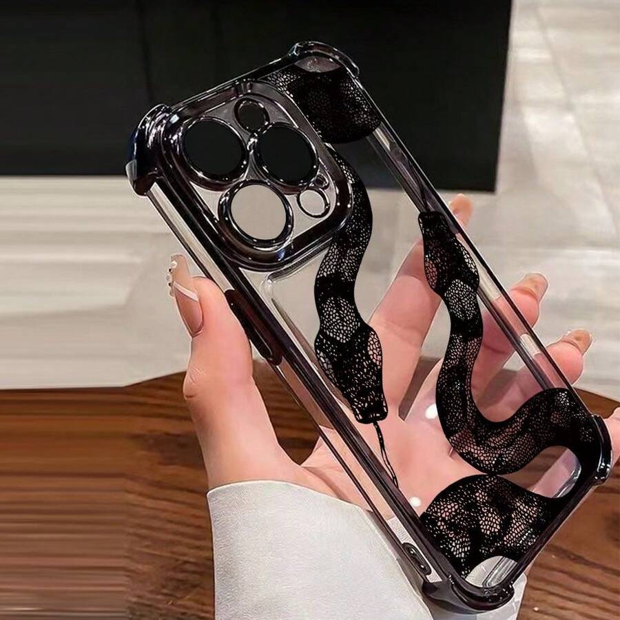 1个极简蛇纹电镀四角防摔TPU手机壳，兼容 17 Pro Max、16e、14 Plus、11、15 Pro Max、14 Pro Max / 兼容Galaxy S25、SAM A56 / 兼容荣耀X6A、X7B、X8B / 兼容红米13c、Note 14 - 黑色 - 查看 1