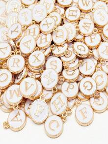 50件套混合字母吊坠套装，A-Z字母吊坠DIY项链、手链和耳环-锌合金珠宝制作工具。 - A - 查看 9