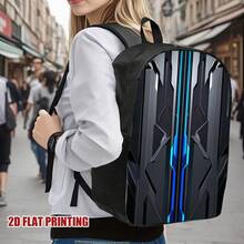1 pieza Mochila inspirada en la tecnología futurista - Correa ajustable ligera, diseño de impresión plana 2D, cierre con cremallera y poliéster lavable a mano para el viaje y el uso diario, mochila para viajes, acabado de textura elegante, plano 2D - negro - Ver 2