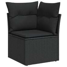 vidaXL Garden Dining Set With Cushions 11 Pcs Black And Brown - Black - View 6