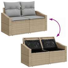 vidaXL 123 X 62 X 69 Cm Poly-Rattan Garten-Sofa Mit Kissen - Beige - Übersicht 8