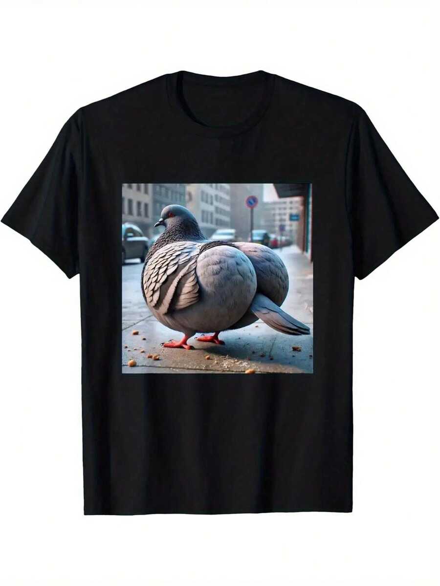 Men's Funny Gen Z Meme T-Shirt - 100% Pigeon Graphic Tee With Brainrot & Gyatt Level 100 Design, Relaxed Fit 180gsm Heavyweight Black Shirt For Casual Wear, Gym & Running - Humorous Viral  Inspired Apparel For Men & Teens (Machine Washable, All - 黑色 - 查看 1
