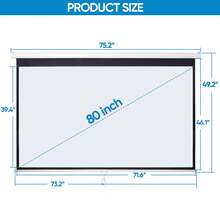 Projection Screen Manual Pull Down Projector Movie Screen 72/80//120 - 100" (16:9) Đen - Xem 6