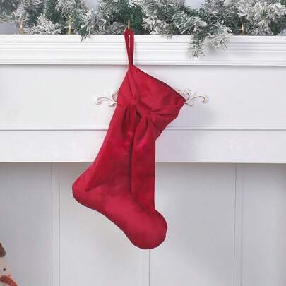 Christmas Stocking With Bow Velvet Stocking Bag Cute Hanging Decor For Fireplace Tree Party Holiday Home Ornaments