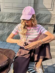 Women's New Striped Casual Short Sleeve Top - Multicolor - View 6