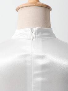 夏季新款女童蕾丝撞色网纱连衣裙，优雅时尚 - 白色 - 查看 6